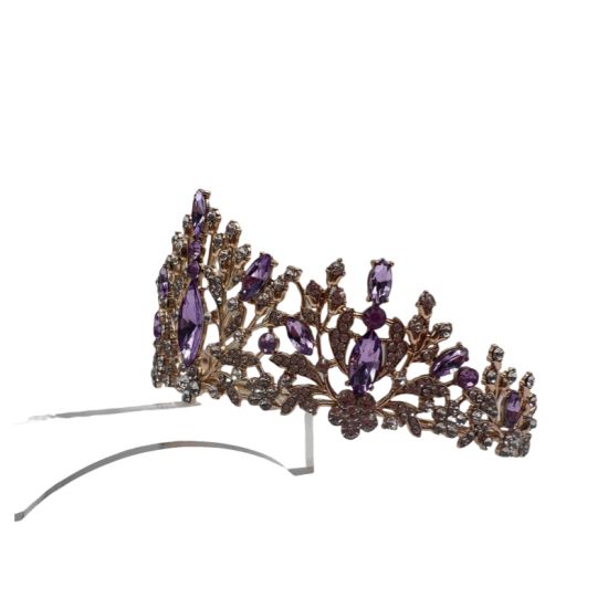 Purple Crown Retro Alloy Rhinestone Crown Headband High-End Jewelry Purple Crown Retro Alloy Rhinestone Crown Headband High-End Jewelry