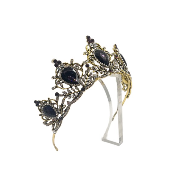 Purple Crown Retro Alloy Rhinestone Headband High-Grade Crown