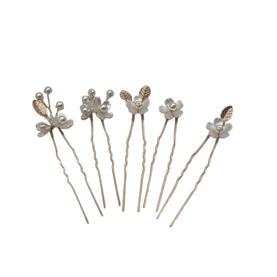 Ancient Style U-Shaped Pearl Alloy Hair Fork Golden Leaf Pearl Pin Hairpin Headdress Ancient Style U-Shaped Pearl Alloy Hair Fork Golden Leaf Pearl Pin Hairpin Headdress