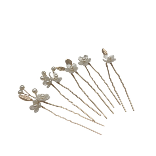 Ancient Style U-Shaped Pearl Alloy Hair Fork Golden Leaf Pearl Pin Hairpin Headdress Ancient Style U-Shaped Pearl Alloy Hair Fork Golden Leaf Pearl Pin Hairpin Headdress