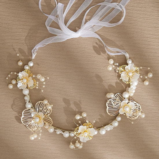 Flower Wreath Braided Headband Flower Girl Pearl Headdress Flower Wreath Braided Headband Flower Girl Pearl Headdress