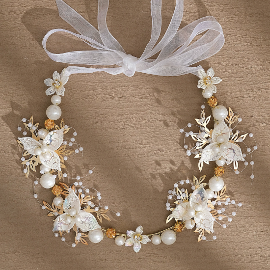 Sweet and Fairy Flower Garland Braided Headband Flower Girl Pearl Headdress Sweet and Fairy Flower Garland Braided Headband Flower Girl Pearl Headdress