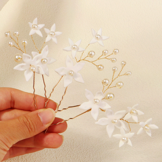 Handmade Beaded Clay Flower Hairpin Hairpin U-Shaped Pin Hair Accessories Handmade Beaded Clay Flower Hairpin Hairpin U-Shaped Pin Hair Accessories