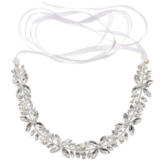Super Shiny Rhinestone Soft Chain Pearl Handmade Beaded Headband Super Shiny Rhinestone Soft Chain Pearl Handmade Beaded Headband
