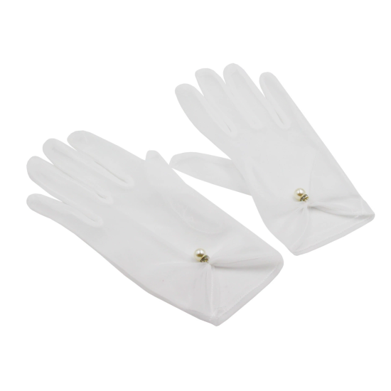 Satin Pearl Gloves Elegant Vintage White Short Gloves Satin Pearl Gloves Elegant Vintage White Short Gloves
