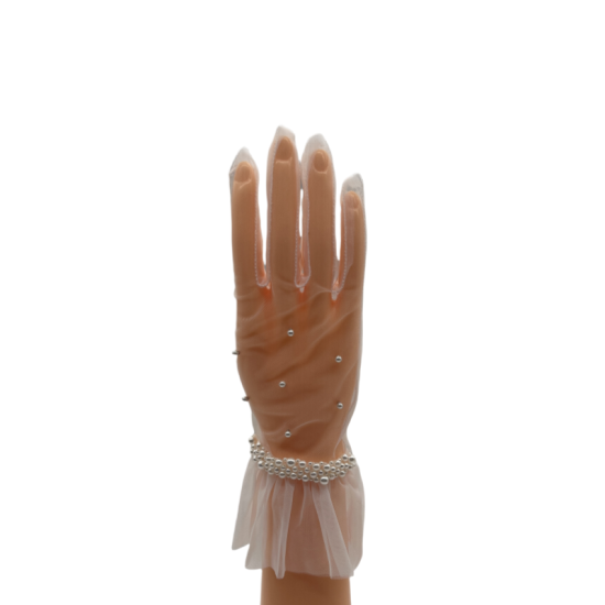 Versatile Elegant Pleated Lace Pearl Short Wedding Gloves Versatile Elegant Pleated Lace Pearl Short Wedding Gloves