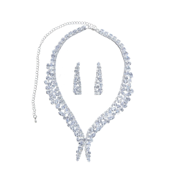 Super Flash Earring Necklace Set High-End Clavicle Chain Two-Piece Set